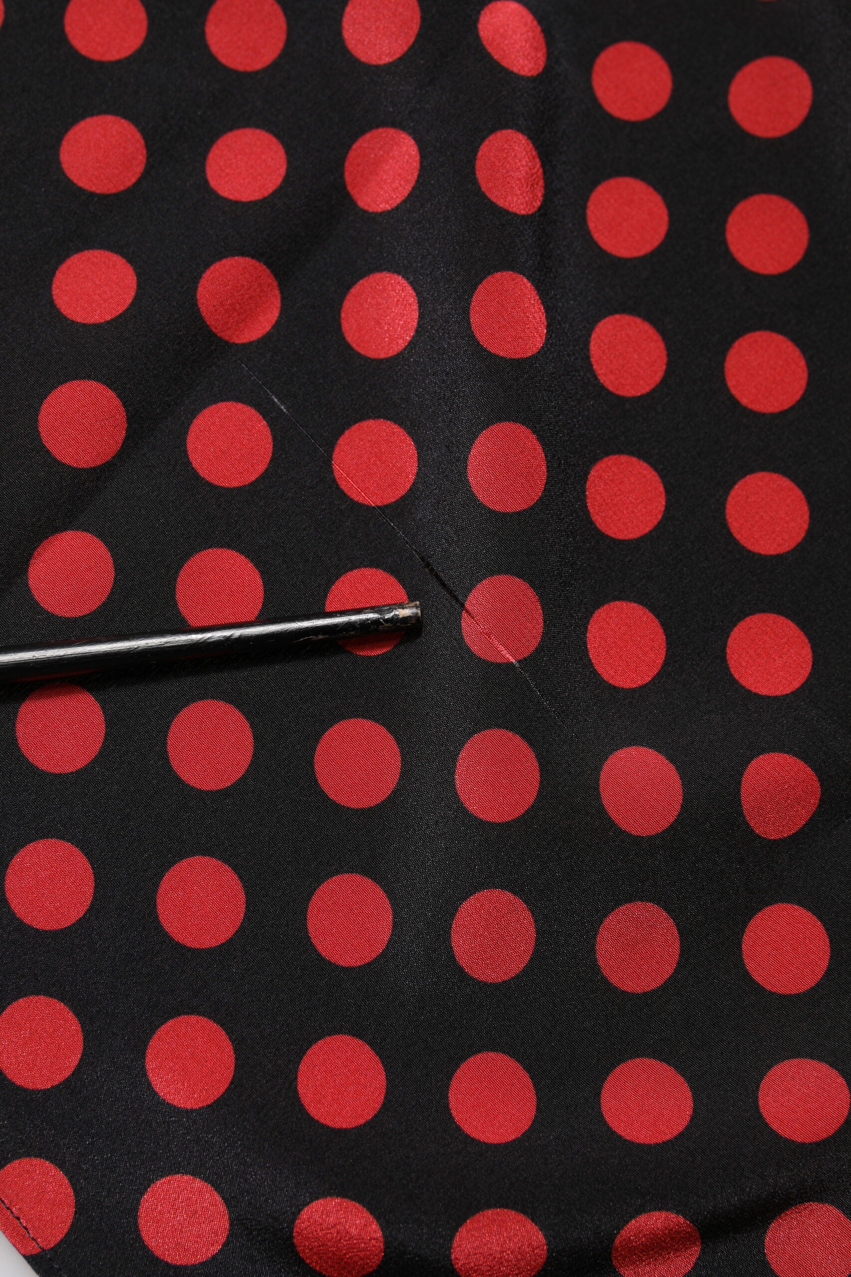 Dolce & Gabbana Black & Red Polka Dot Silk Long Sleeves Top