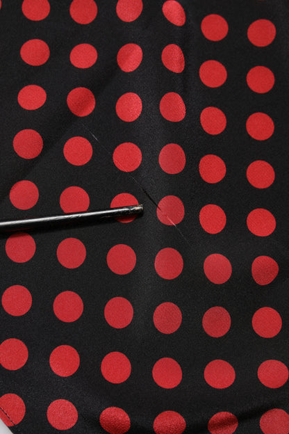 Dolce & Gabbana Black & Red Polka Dot Silk Long Sleeves Top