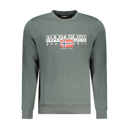 Napapijri Green Cotton Sweater - Long Sleeve Crew Neck Sweatshirt
