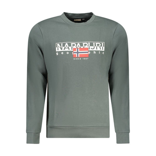 Napapijri Green Cotton Sweater - Long Sleeve Crew Neck Sweatshirt