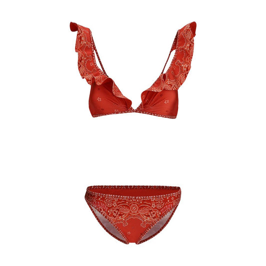 Zimmermann Red Lucky Frill Bikini Swimsuit