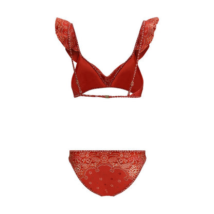 Zimmermann Red Lucky Frill Bikini Swimsuit