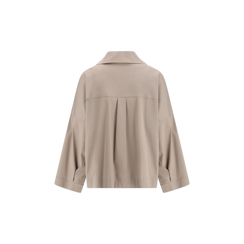 Brunello Cucinelli Wide Shirt in Jewel Embellished V-Neck