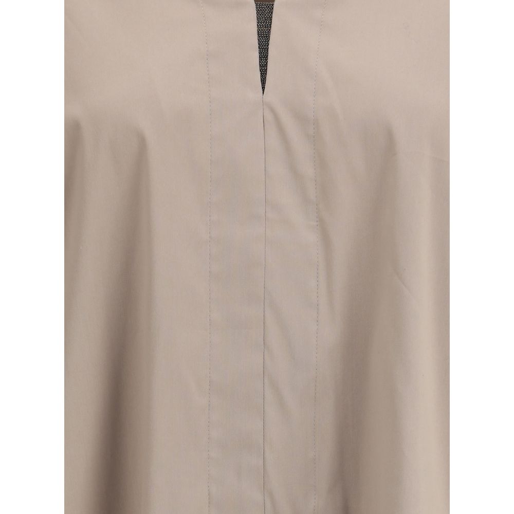 Brunello Cucinelli Wide Shirt in Jewel Embellished V-Neck