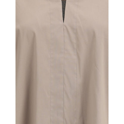 Brunello Cucinelli Wide Shirt in Jewel Embellished V-Neck