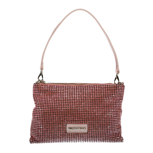 Mario Valentino Pink Leather-Finish Handbag with Rhinestones