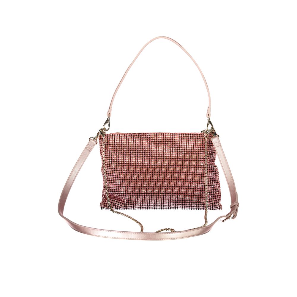 Mario Valentino Pink Leather-Finish Handbag with Rhinestones