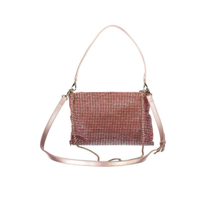 Mario Valentino Pink Leather-Finish Handbag with Rhinestones