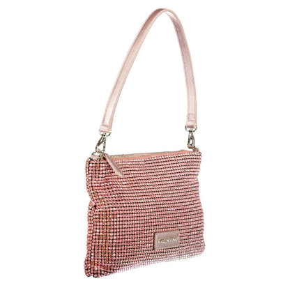 Mario Valentino Pink Leather-Finish Handbag with Rhinestones