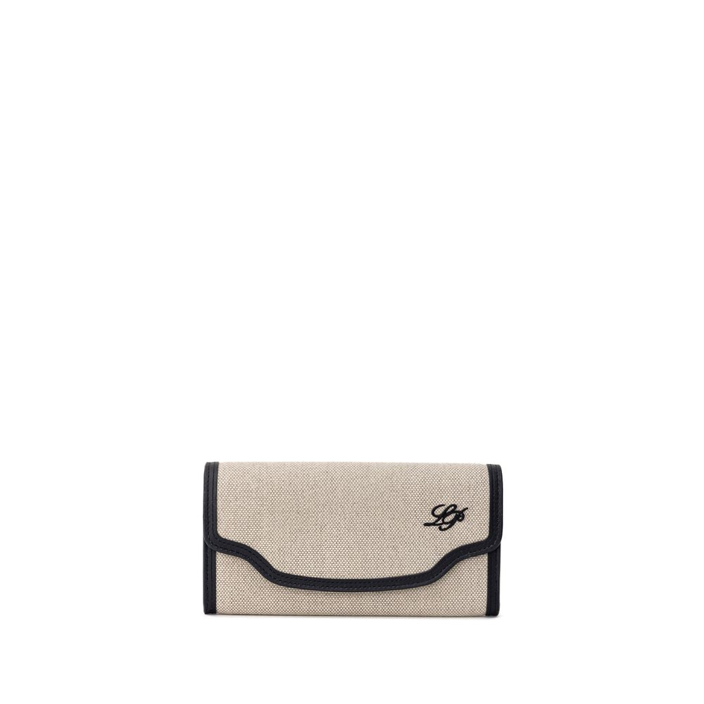 Loro Piana Beige Fabric and Leather Wallet