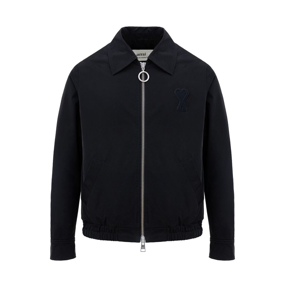 Ami Paris Black Zip-Up Bomber Jacket