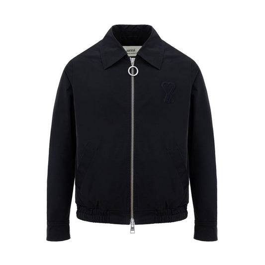 Ami Paris Black Zip-Up Bomber Jacket