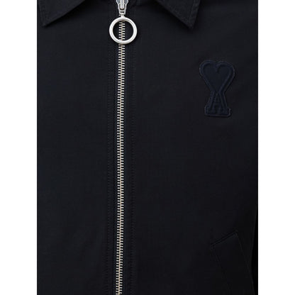 Ami Paris Black Zip-Up Bomber Jacket