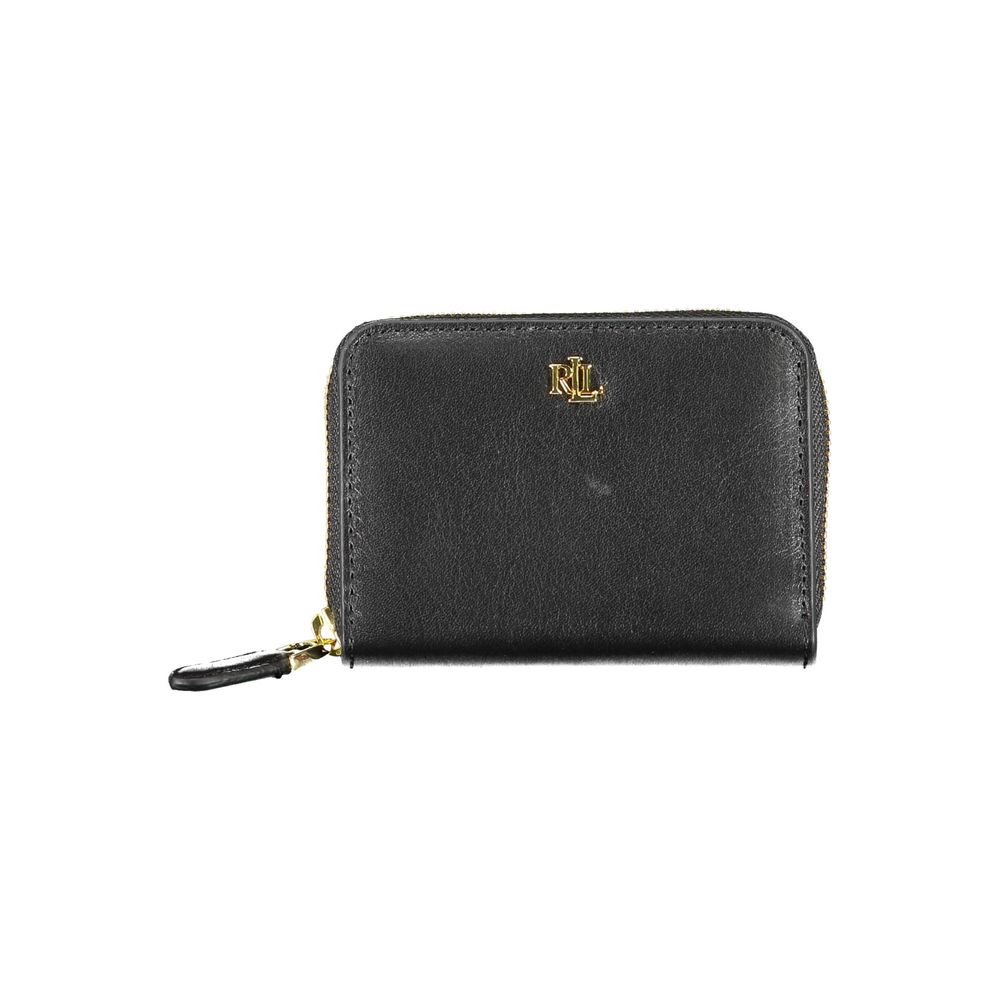 Ralph Lauren Black Leather Wallet with Zip Closure