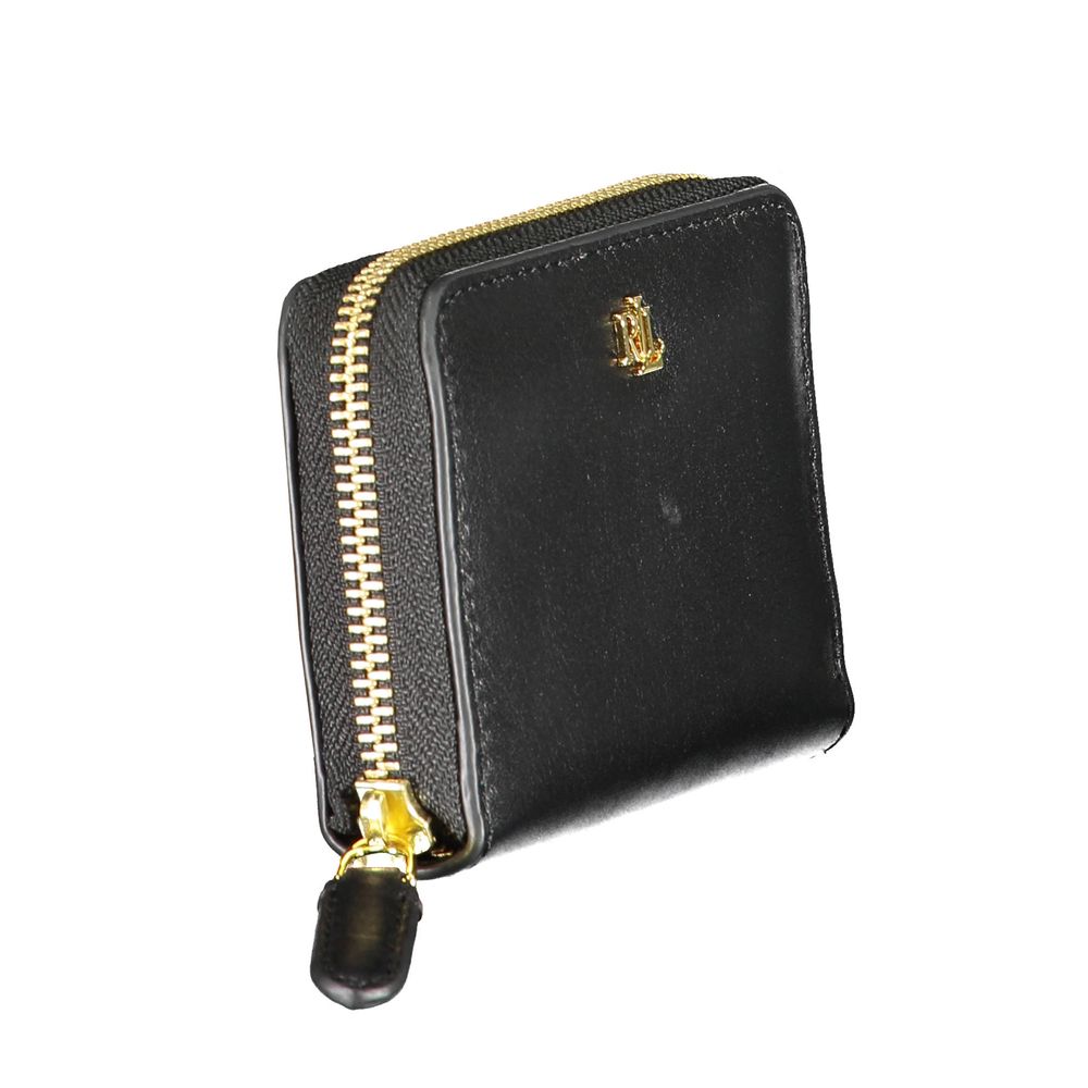 Ralph Lauren Black Leather Wallet with Zip Closure