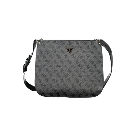 Guess Jeans Black Meridian Handbag – Faux Leather, Adjustable Straps