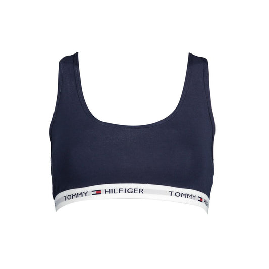 Tommy Hilfiger Blue Cotton Sports Bra with Contrast Details