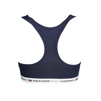 Tommy Hilfiger Blue Cotton Sports Bra with Contrast Details