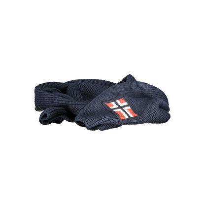 Norway 1963 Blue Acrylic Scarf - 180x28 cm, Embroidered Logo