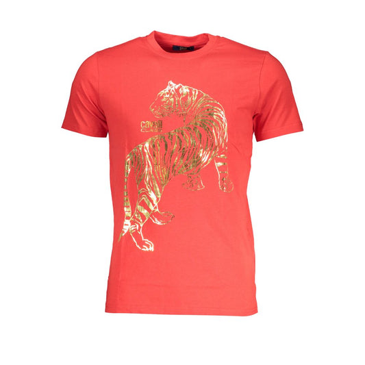 Cavalli Class Red Cotton T-Shirt - Stylish Comfort Redefined