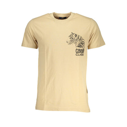 Cavalli Class Beige Cotton T-Shirt - Bold Statement Tee