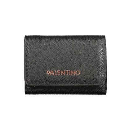 Mario Valentino Black Faux Leather Wallet with Elegant Closure