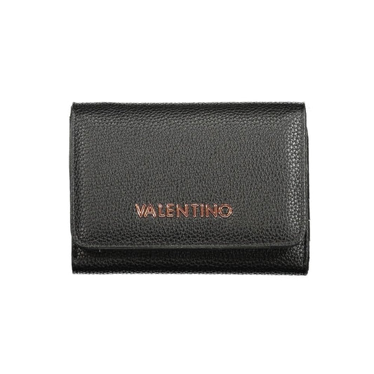 Mario Valentino Black Faux Leather Wallet with Elegant Closure