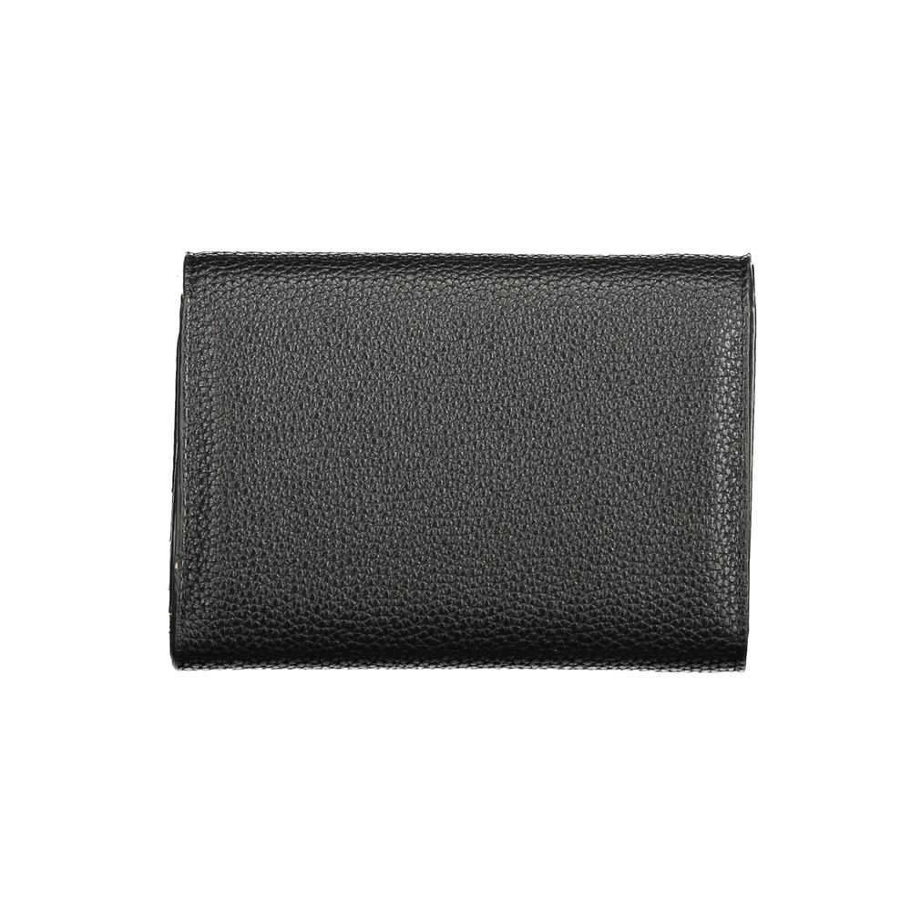 Mario Valentino Black Faux Leather Wallet with Elegant Closure
