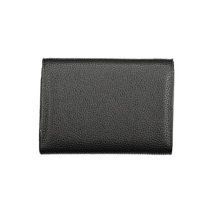 Mario Valentino Black Faux Leather Wallet with Elegant Closure