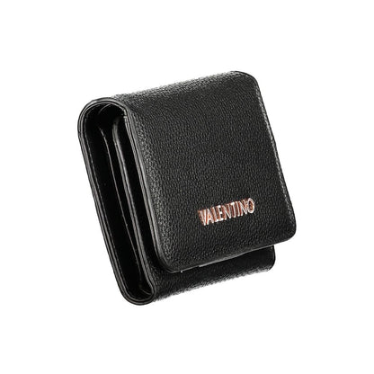 Mario Valentino Black Faux Leather Wallet with Elegant Closure
