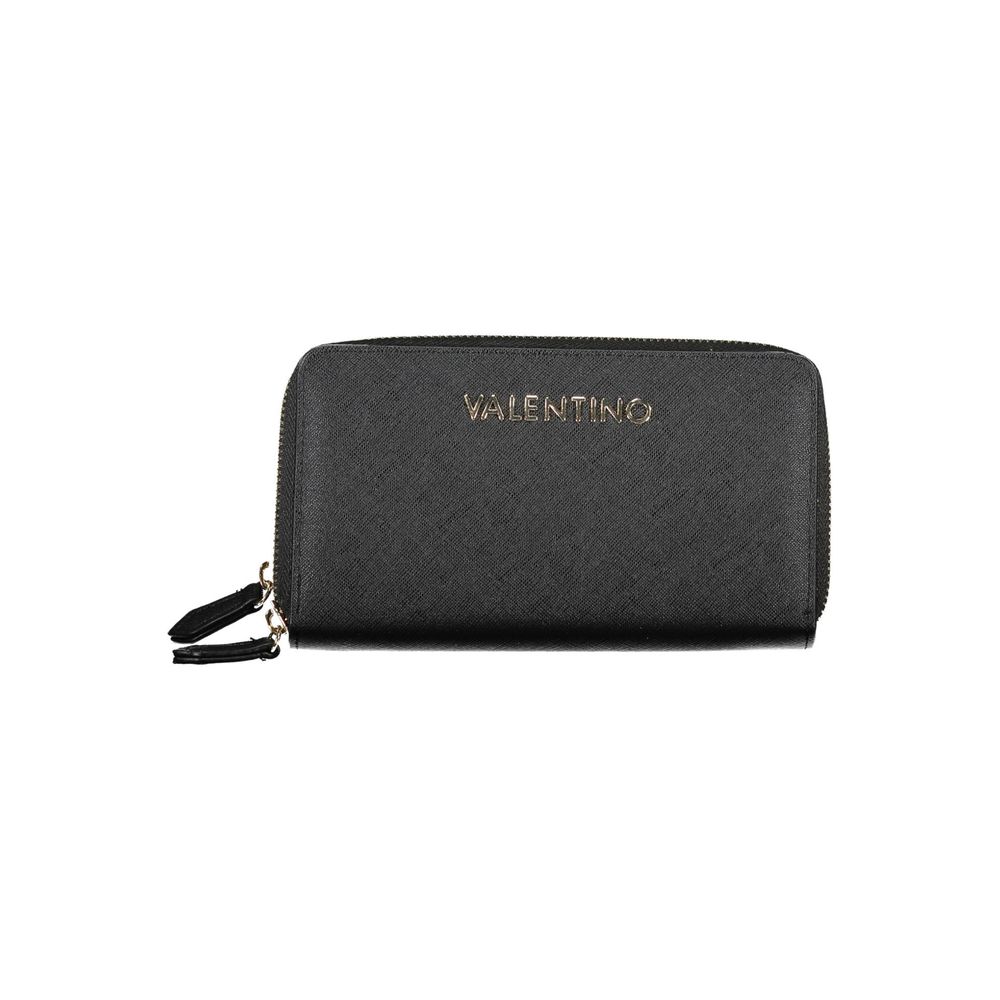 Mario Valentino Black Faux Leather Women's Wallet with Zip Closure