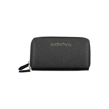 Mario Valentino Black Faux Leather Women's Wallet with Zip Closure