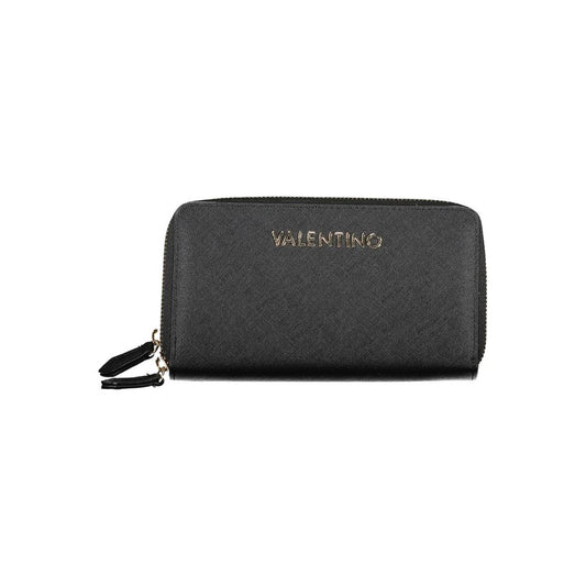 Mario Valentino Black Faux Leather Women's Wallet with Zip Closure