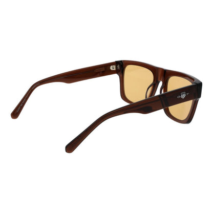 Gant Brown Men's Square Sunglasses – Stylish Full-Rim Design with Yellow Lenses, 53mm