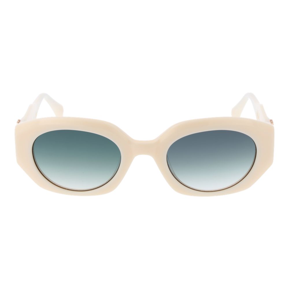Maje Women's Sunglasses – Chic White Oval Frame with Green Gradient Lenses, 50mm