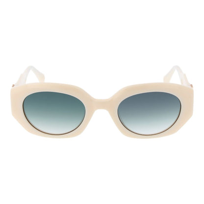 Maje Women's Sunglasses – Chic White Oval Frame with Green Gradient Lenses, 50mm