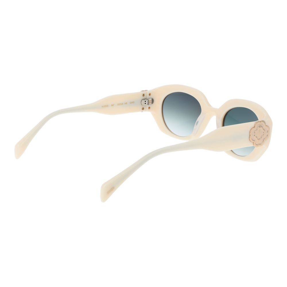 Maje Women's Sunglasses – Chic White Oval Frame with Green Gradient Lenses, 50mm