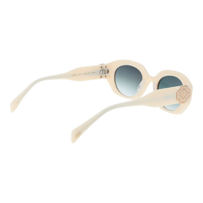 Maje Women's Sunglasses – Chic White Oval Frame with Green Gradient Lenses, 50mm