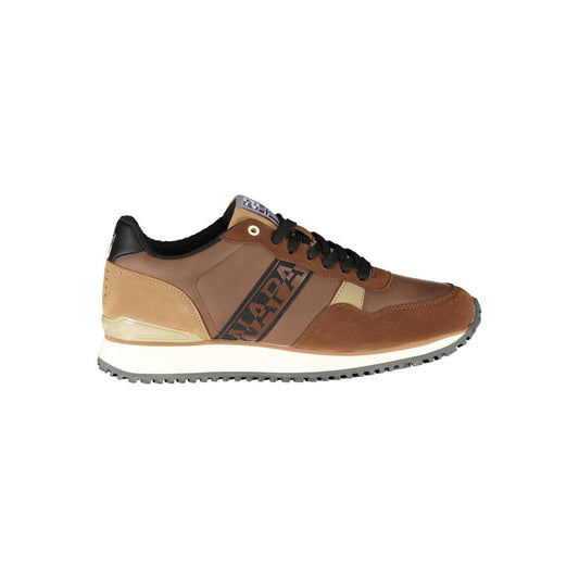 Napapijri Men's Brown Contrast Laced Sports Sneakers
