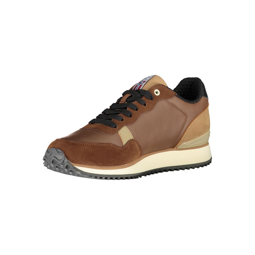 Napapijri Men's Brown Contrast Laced Sports Sneakers