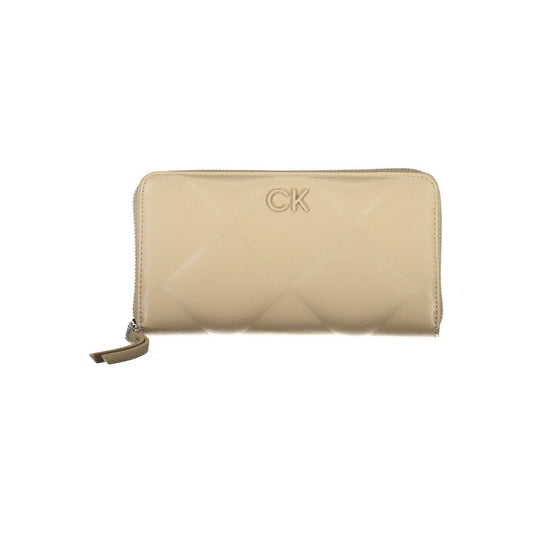 Calvin Klein Elegant Beige Faux Leather Multi-Compartment Wallet