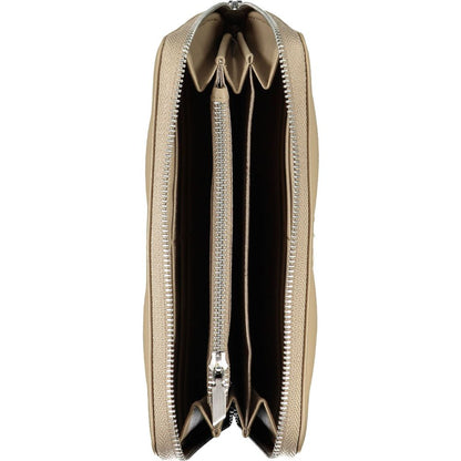 Calvin Klein Elegant Beige Faux Leather Multi-Compartment Wallet