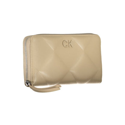 Calvin Klein Elegant Beige Faux Leather Multi-Compartment Wallet