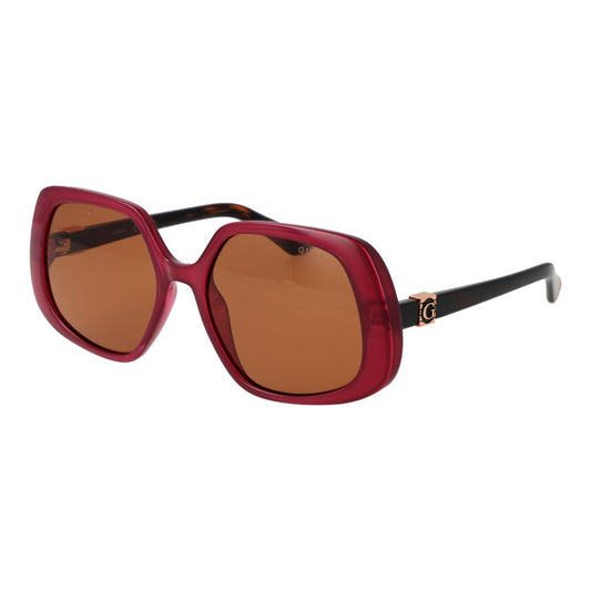 GUESS Women’s Sunglasses – Burgundy Square Frame with Orange Lenses, 56mm