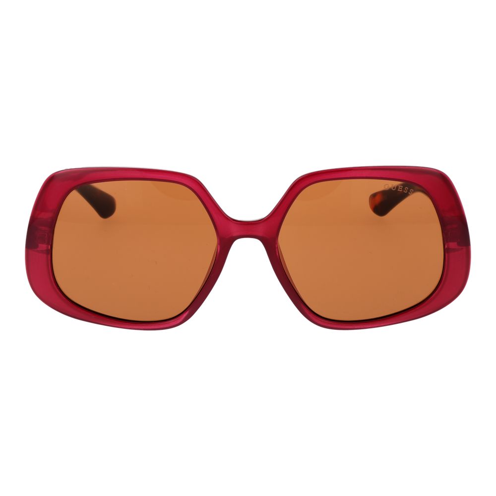 GUESS Women’s Sunglasses – Burgundy Square Frame with Orange Lenses, 56mm