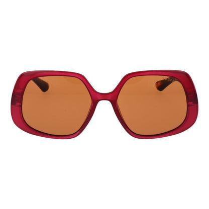 GUESS Women’s Sunglasses – Burgundy Square Frame with Orange Lenses, 56mm