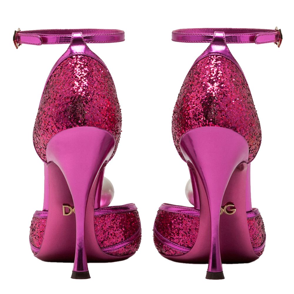Dolce & Gabbana Fuchsia Calfskin Sandal with Pearl Detail