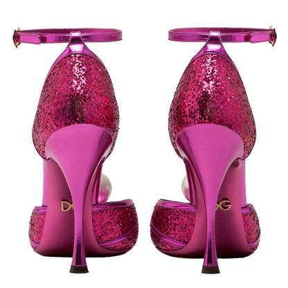 Dolce & Gabbana Fuchsia Calfskin Sandal with Pearl Detail