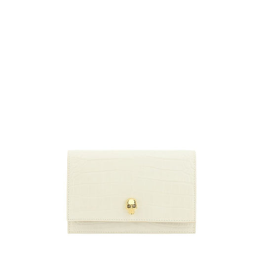 Alexander McQueen White Mock Croc Leather Skull Mini Shoulder Bag