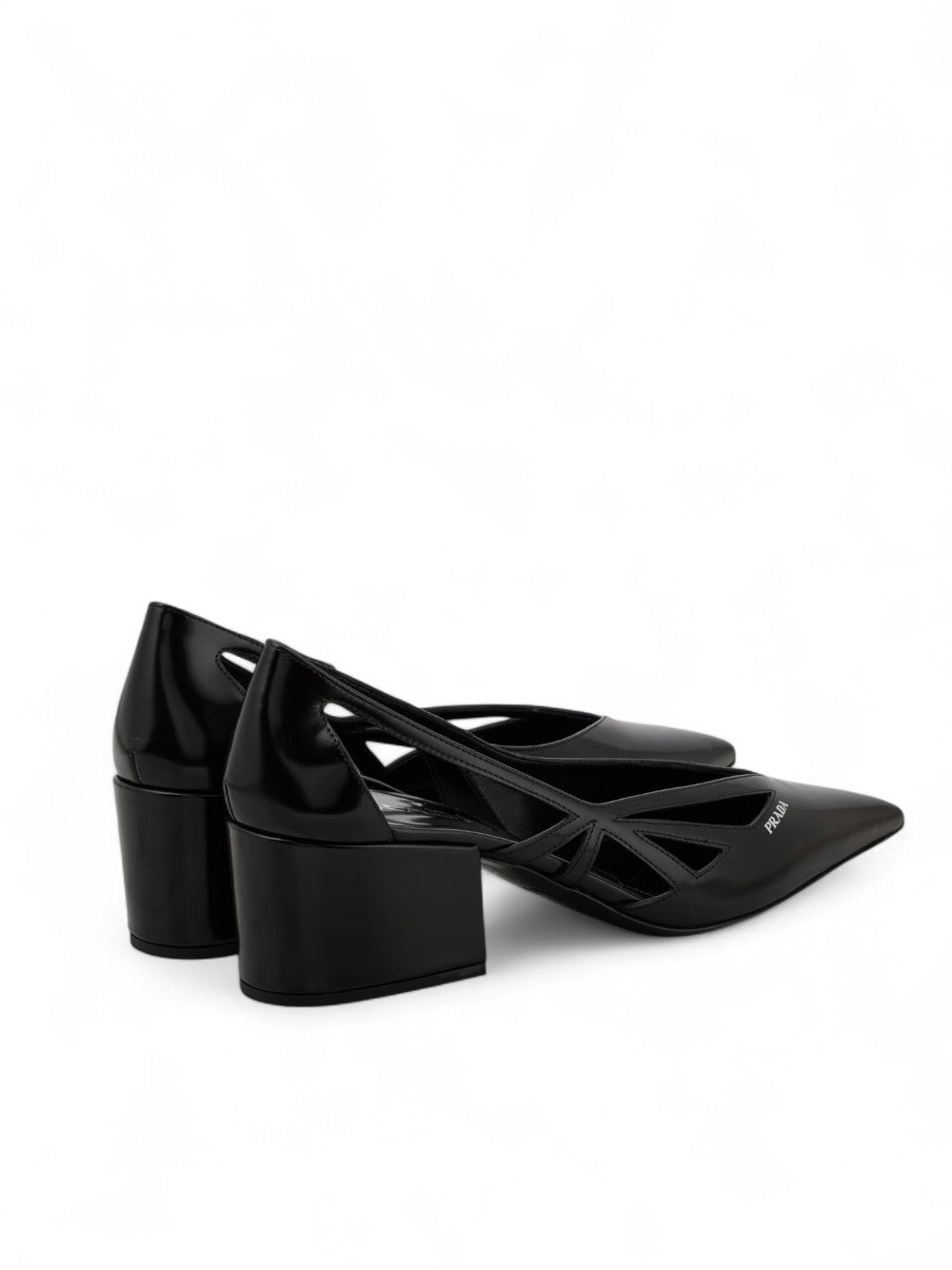 Prada Black Leather Cut-Out Pumps 55 - Elevate Your Footwear Collection